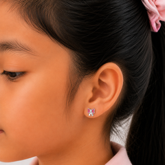 Bubble Bow 925 Sterling Silver Stud Earrings for Kids