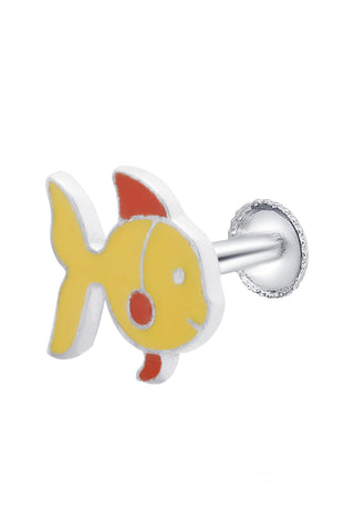 Nipura 925 Sterling Silver Yellow Fishy Charm Stud Earrings for Kids