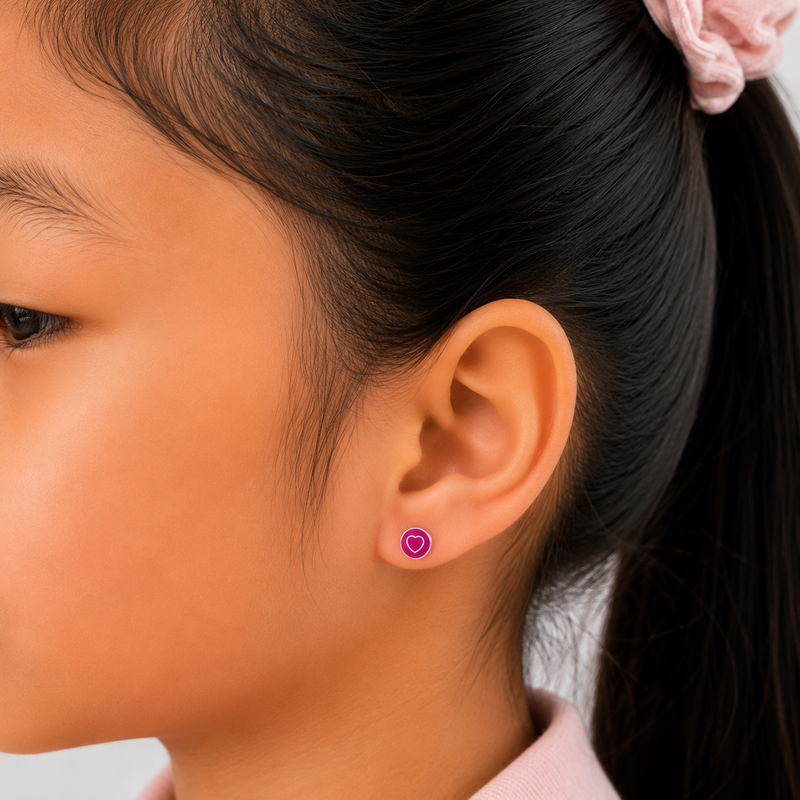 Sweetheart Pop 925 Sterling Silver Stud Earrings for Kids