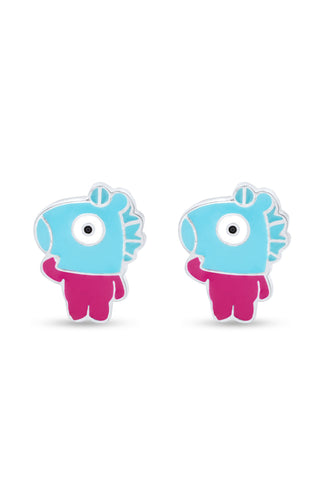 Nipura Quirky Fish Character 925 Sterling Silver Stud Earrings