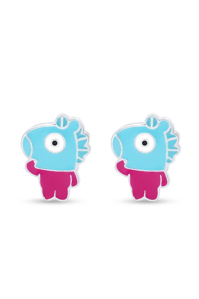 Nipura Quirky Fish Character 925 Sterling Silver Stud Earrings