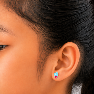 Quirky Fish Character 925 Sterling Silver Stud Earrings