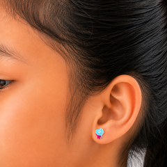 Quirky Fish Character 925 Sterling Silver Stud Earrings