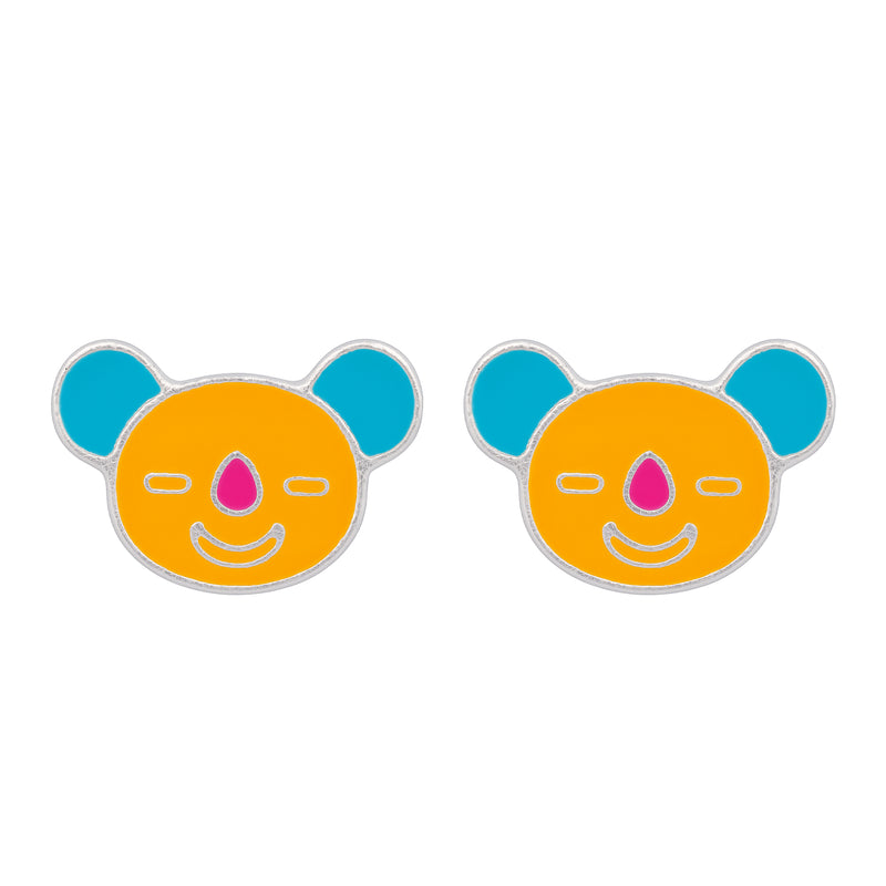 Adorable Koala Bear 925 Sterling Silver & Enamel Stud Earrings for Kids