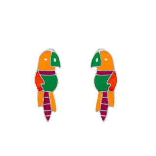 Joyful Charming  Parrot 925 Sterling Silver Stud Earrings