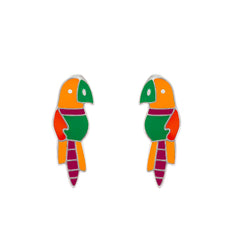 Joyful Charming  Parrot 925 Sterling Silver Stud Earrings