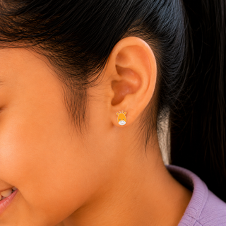 Charming Orange Enamel Giraffe 925 Sterling Silver Stud Earrings for Girl & Kids