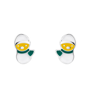 Snowman Enamel Sterling Silver Stud Earrings