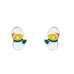 Snowman Enamel Sterling Silver Stud Earrings