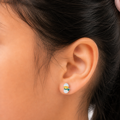 Snowman Enamel Sterling Silver Stud Earrings