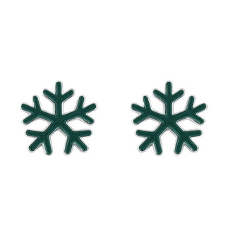 Nipura 925 sterling Silver Elegant Snowflake Christmas Enamel Stud Earrings