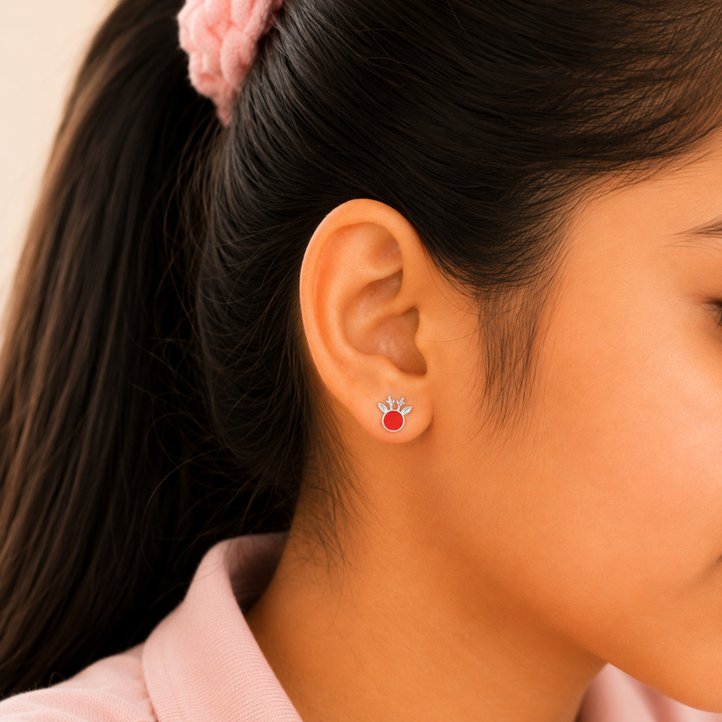 Nipura 925 Sterling Silver Reindeer Stud Earrings – Enamel Colorful  Earrings