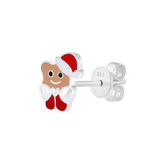 Santa Bear Enamel Sterling Silver Stud Earrings Skin Light