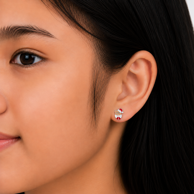 Cute Bear Stud Earrings – 925 Sterling Silver Enamel | Nipura