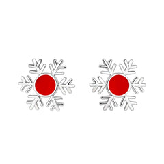 Red Snowflake Sterling Silver Stud Earrings
