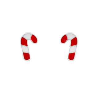 Candy Cane Sterling Silver Stud Earrings