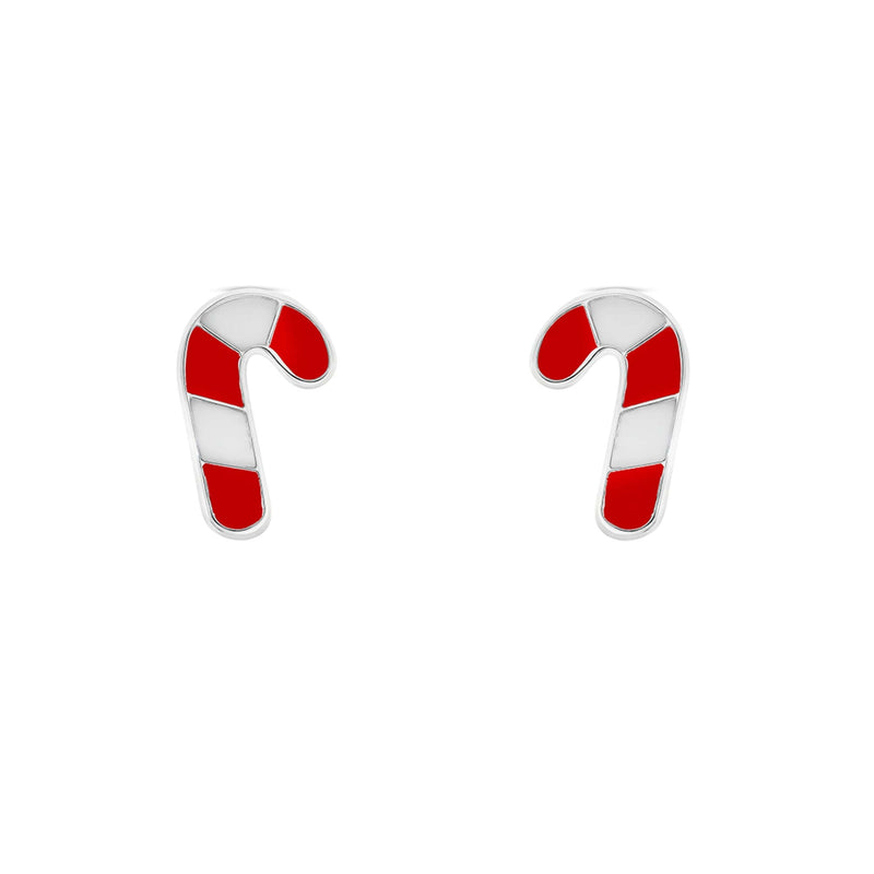 Candy Cane Sterling Silver Stud Earrings