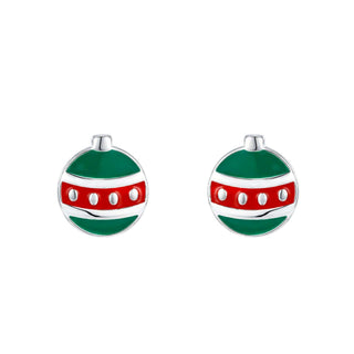 Christmas Ornament Sterling Silver Stud Earrings