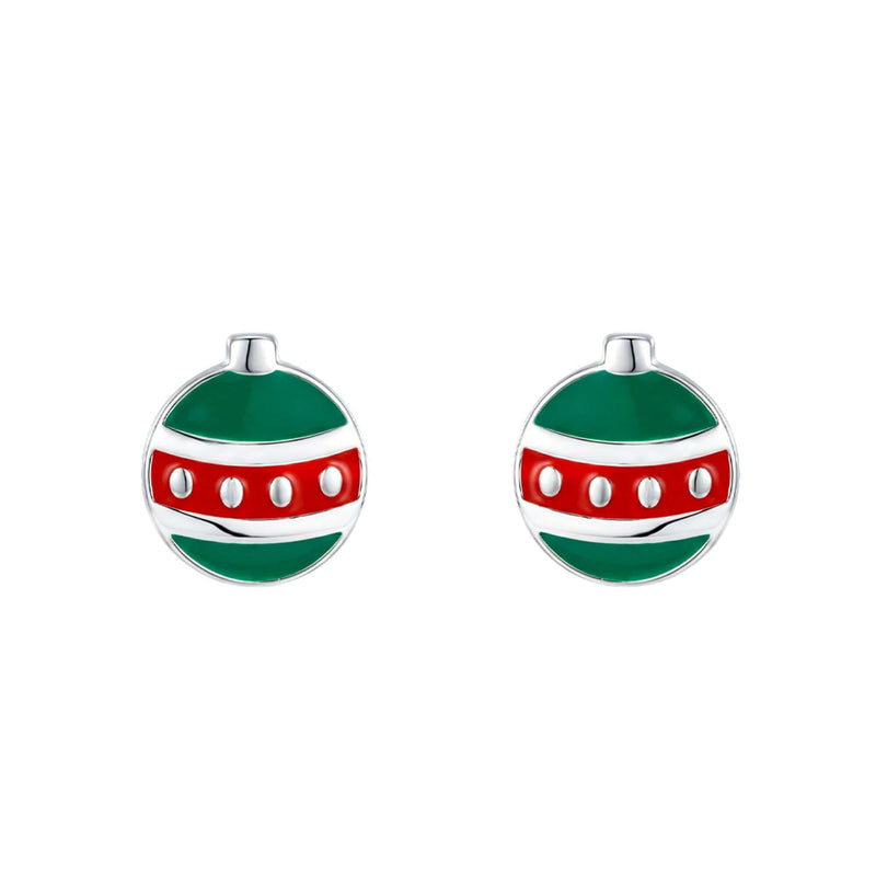 Christmas Ornament Sterling Silver Stud Earrings