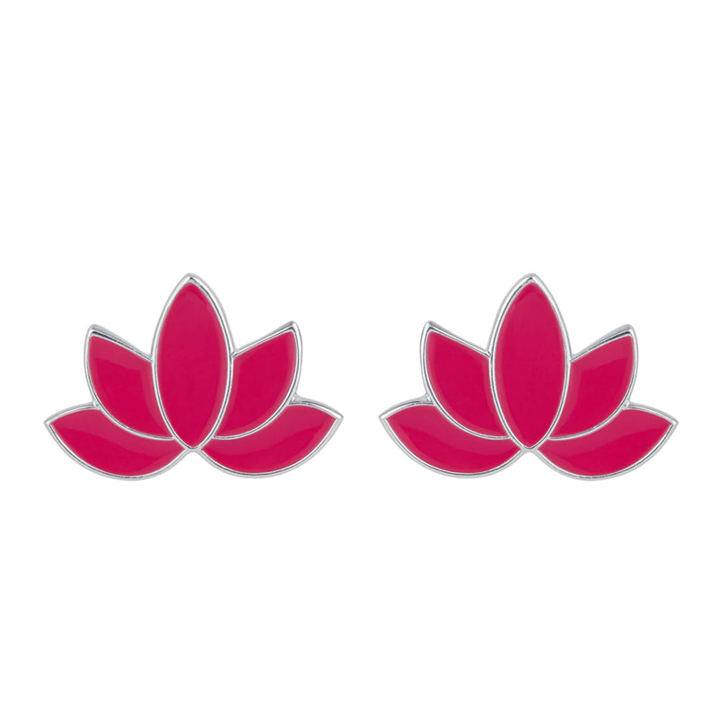 Bloom Bright – Pink Lotus Sterling Silver Stud Earrings