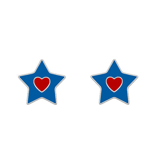 Nipura 925 Sterling Silver Blue Star Heart Earrings