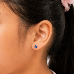 Nipura 925 Sterling Silver Blue Star Heart Earrings