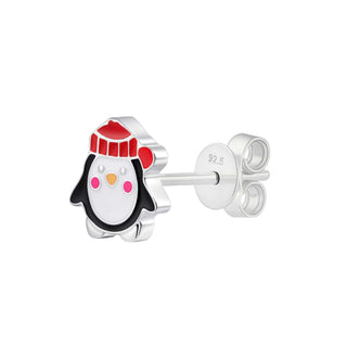 Penguin Enamel Stud Earrings – Sterling Silver