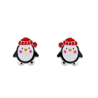 Penguin Enamel Stud Earrings – Sterling Silver