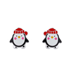 Penguin Enamel Stud Earrings – Sterling Silver
