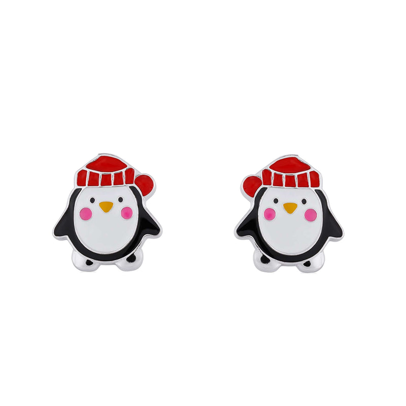 Penguin Enamel Stud Earrings – Sterling Silver