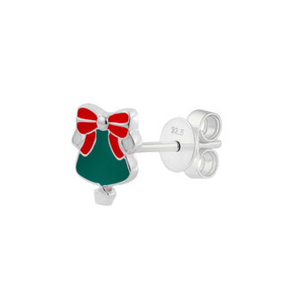 Christmas Bell Enamel Stud Earrings – Sterling Silver