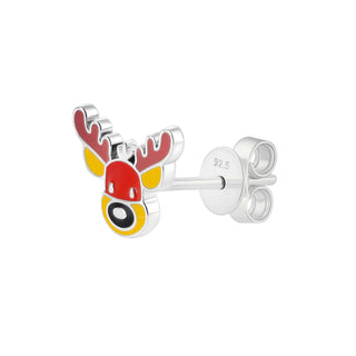 Reindeer Face Enamel Stud Earrings – Sterling Silver