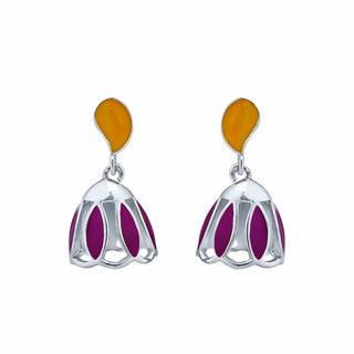 Sterling Silver Dual-Tone Enamel Drop Earrings