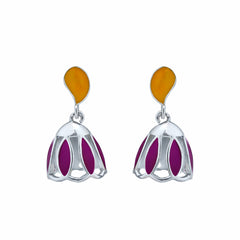 Sterling Silver Dual-Tone Enamel Drop Earrings
