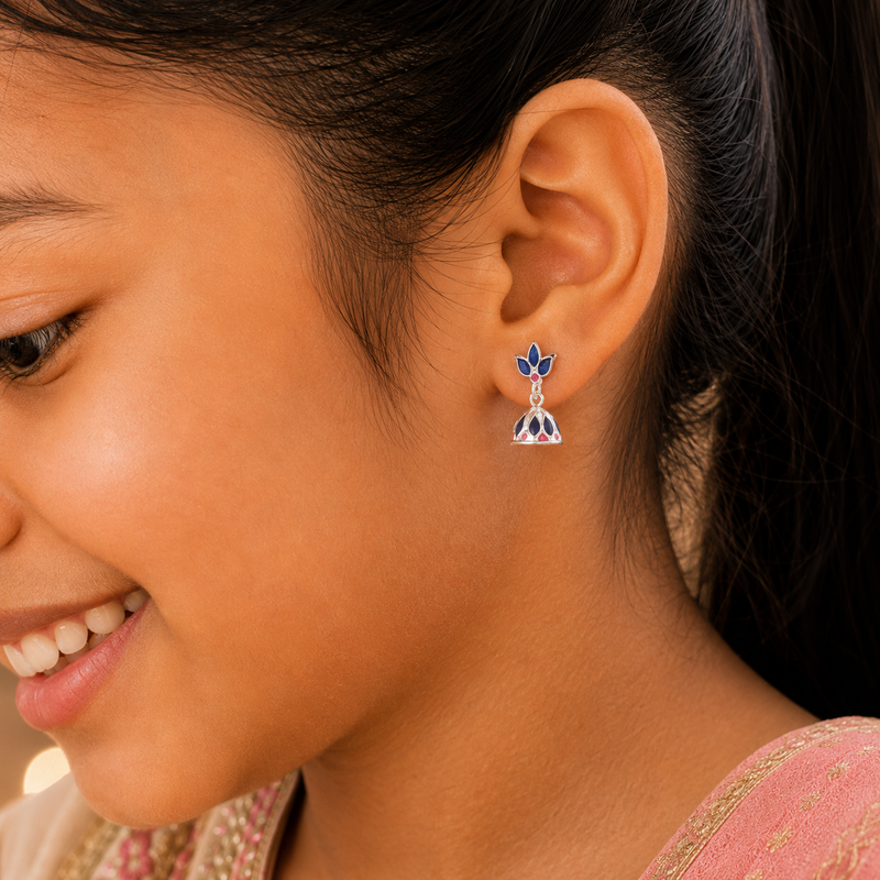 Sterling Silver Enamel Drop Earrings