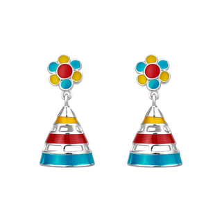 Sterling Silver Multicolor Enamel Drop Earrings