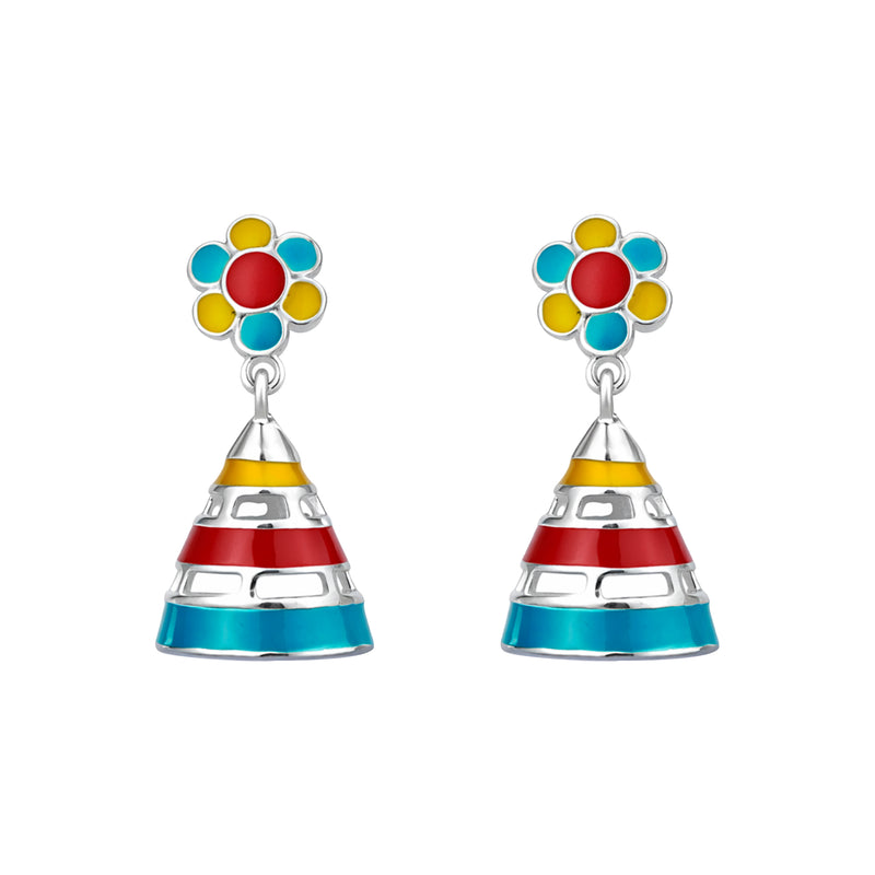 Sterling Silver Multicolor Enamel Drop Earrings