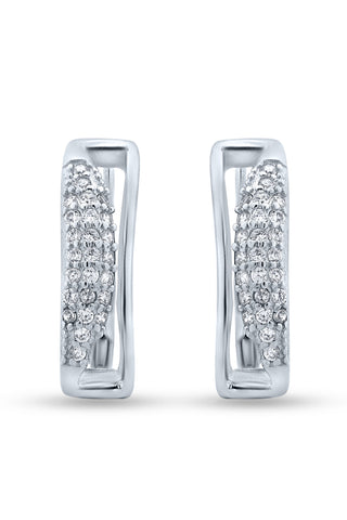 Nipura 925 Lustre Arc Sterling Silver CZ Huggie Earrings