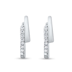 CZ Huggie Hoop 925 Sterling Silver Earrings