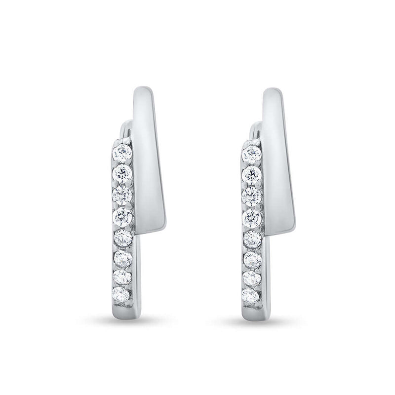CZ Huggie Hoop 925 Sterling Silver Earrings