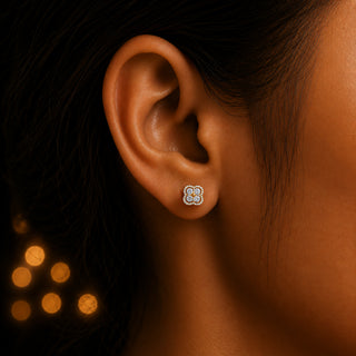 Elegant Floral gold plated 925 Sterling Silver Stud Earrings