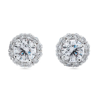 Nipura 925 Sterling Silver Gold Plated  Zircon Halo Stud Earrings