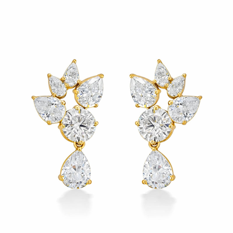 18KT Gold Plated Silver CZ Drop Earrings (Gold Finish)
