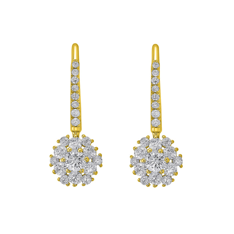 18KT Gold Plated Silver Classic Zircon Drop Earrings