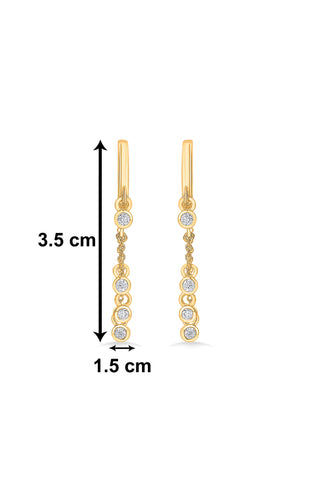 Nipura 925 Sterling Silver CZ Stone Studded Step-by-Step Chain Hoop Earrings