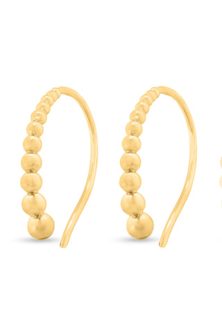 Nipura 925 Sterling Silver Golden Beaded Hoop Earrings – Stylish Textured Hoops for Women, Perfect Gift.