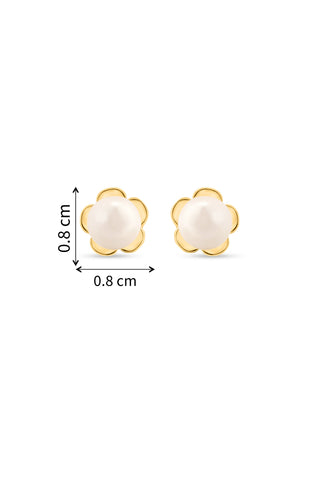 Nipura 925 Sterling Silver Golden Blossom Pearl Stud Earrings – Elegant Floral Jewelry, Perfect for Every Occasion.