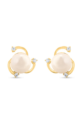 Nipura 925 Sterling Silver Petal Pearl Earrings with Crystals – Elegant Floral Jewelry, Perfect for Work & Everyday Wear.