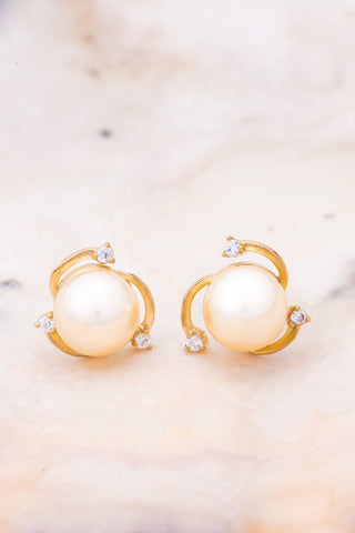 Nipura 925 Sterling Silver Petal Pearl Earrings with Crystals – Elegant Floral Jewelry, Perfect for Work & Everyday Wear.