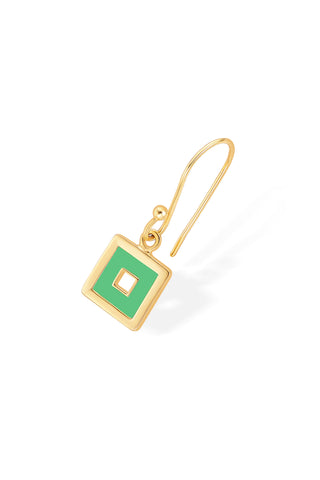 Nipura 925 Sterling Silver Green Squares Drop Earrings- Golden